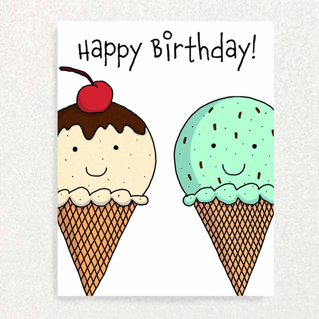 Ice Cream Birthday Card: Fun and Light Written Hugs Designs 