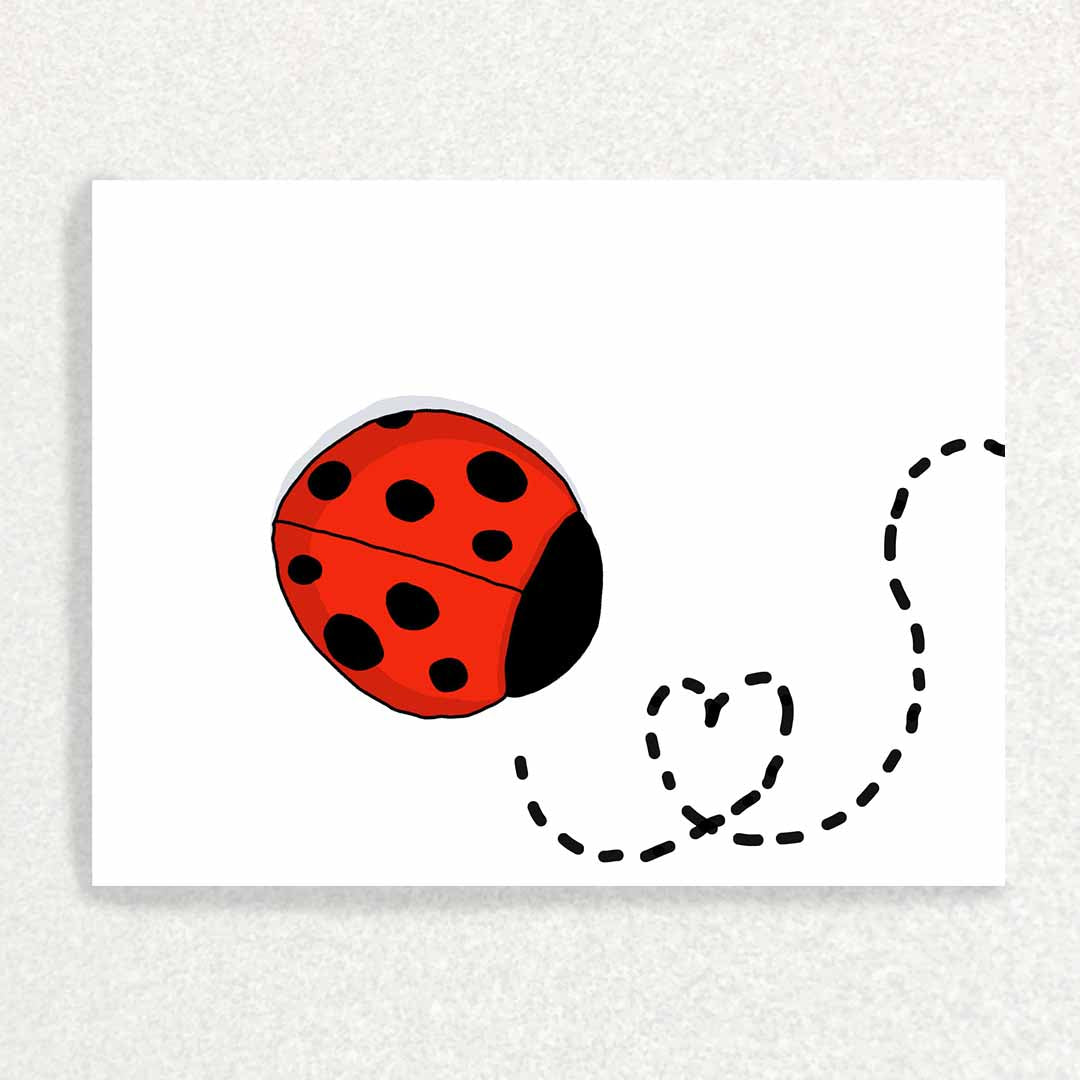 Front of Grieving Child Loss during holiday sympathy card with Lady Bug and heart