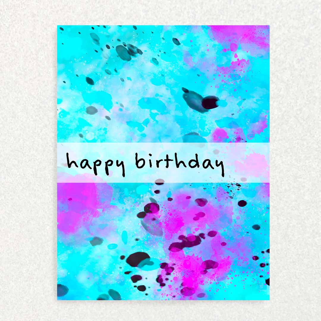 Front of Teal Pink Mix Birthday Keepsake Prompt Card