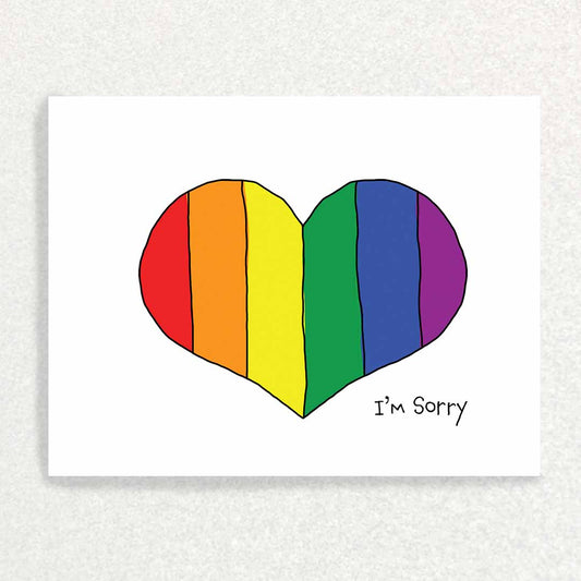 Front of LGBTQIA+ Apology Card Repair Relationship Rainbow Heart