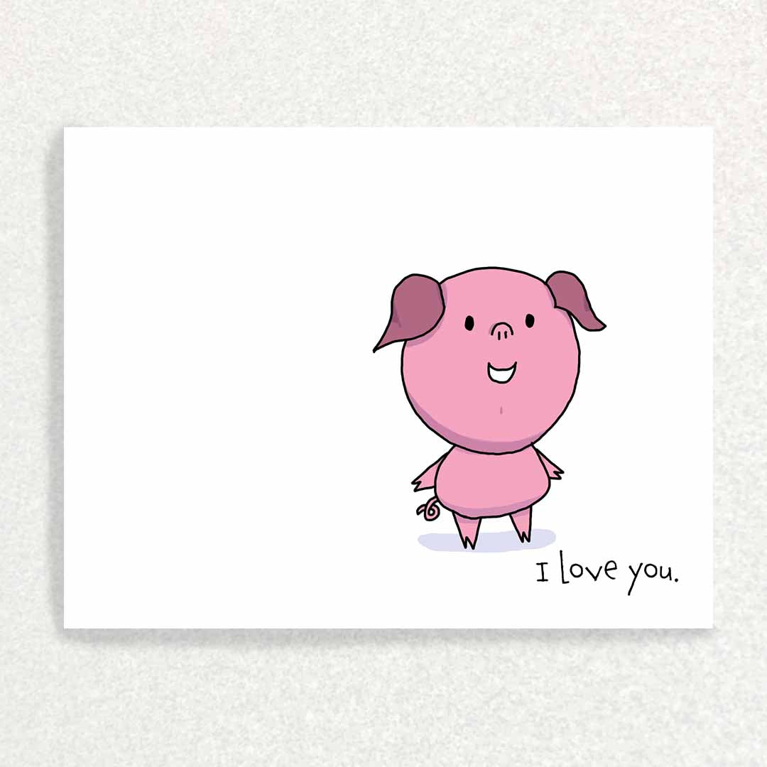 Front of Piggie I Love you card with keepsake prompts inside to build intentional connection