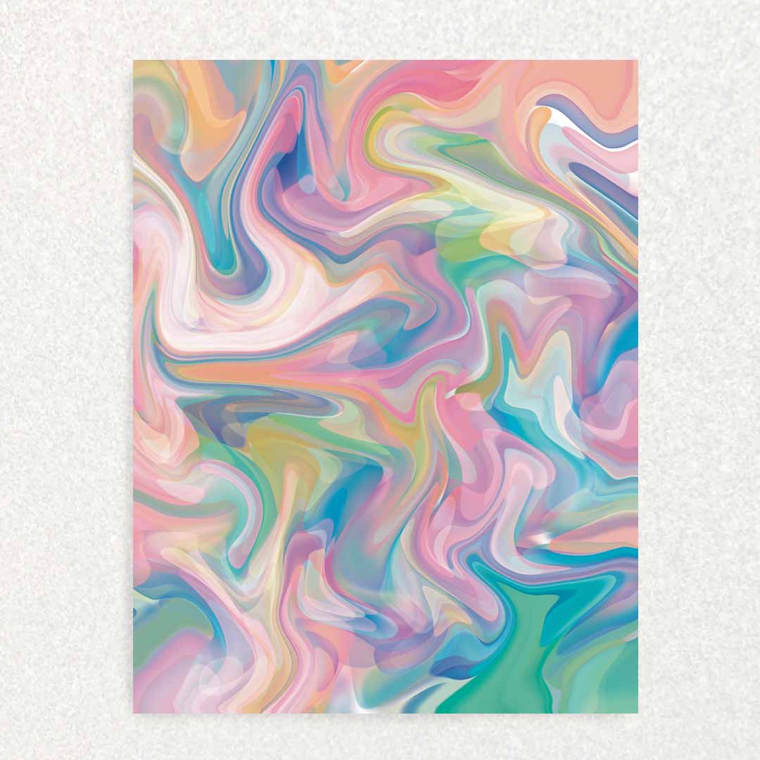 Front of Marble Loss Sympathy Card beautiful marbling of rainbow of colors