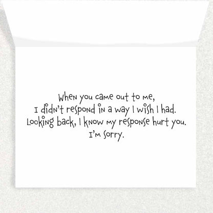 LGBTQIA+ Apology Card: LGBTQIA+ Card Written Hugs Designs 