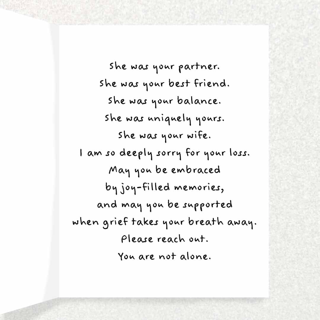 Loss of Wife Sympathy Card Written Hugs Designs 