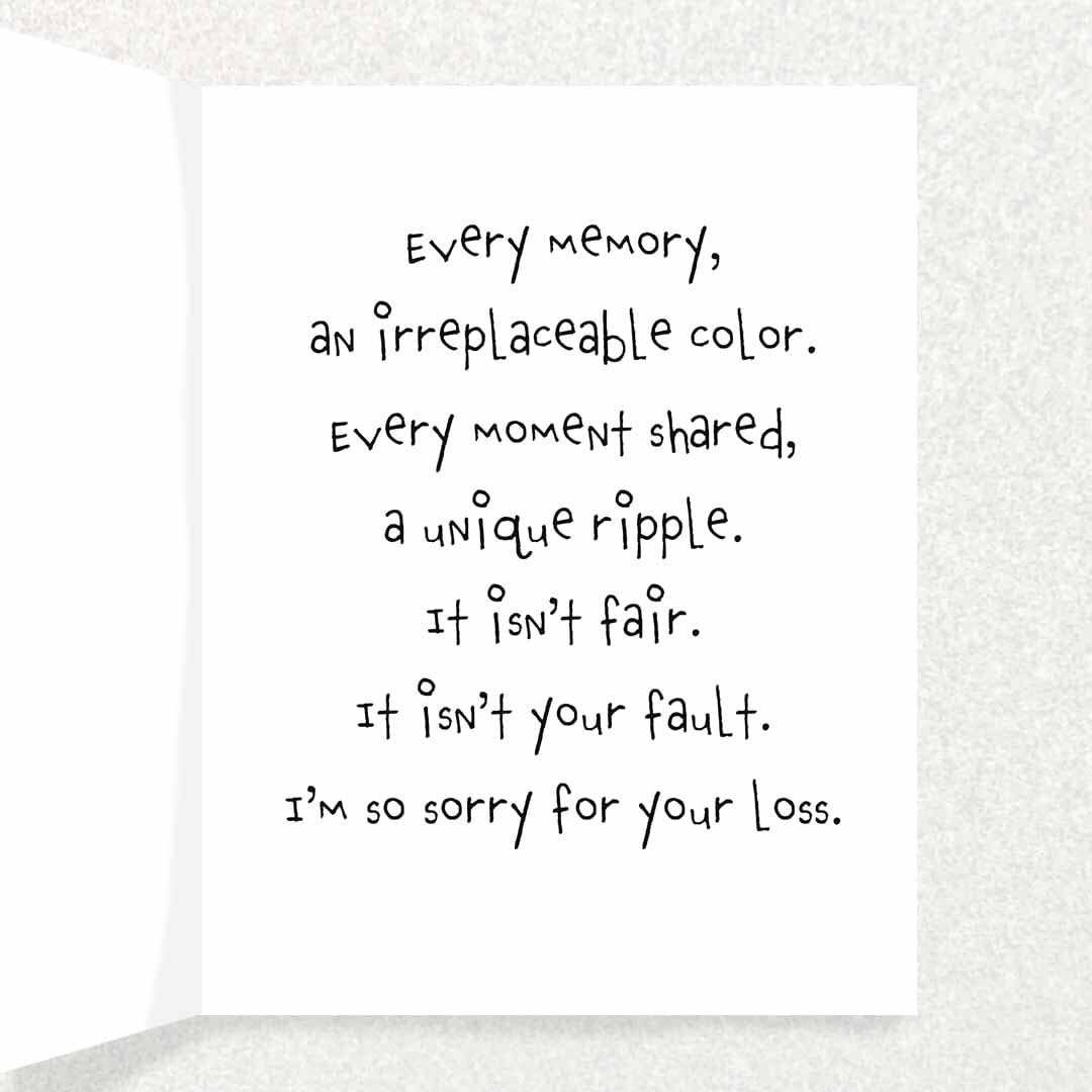 Marble Sympathy Card: Sibling Loss, Spouse Loss, Child Loss, Suicide Loss, Best Friend Loss Written Hugs Designs 