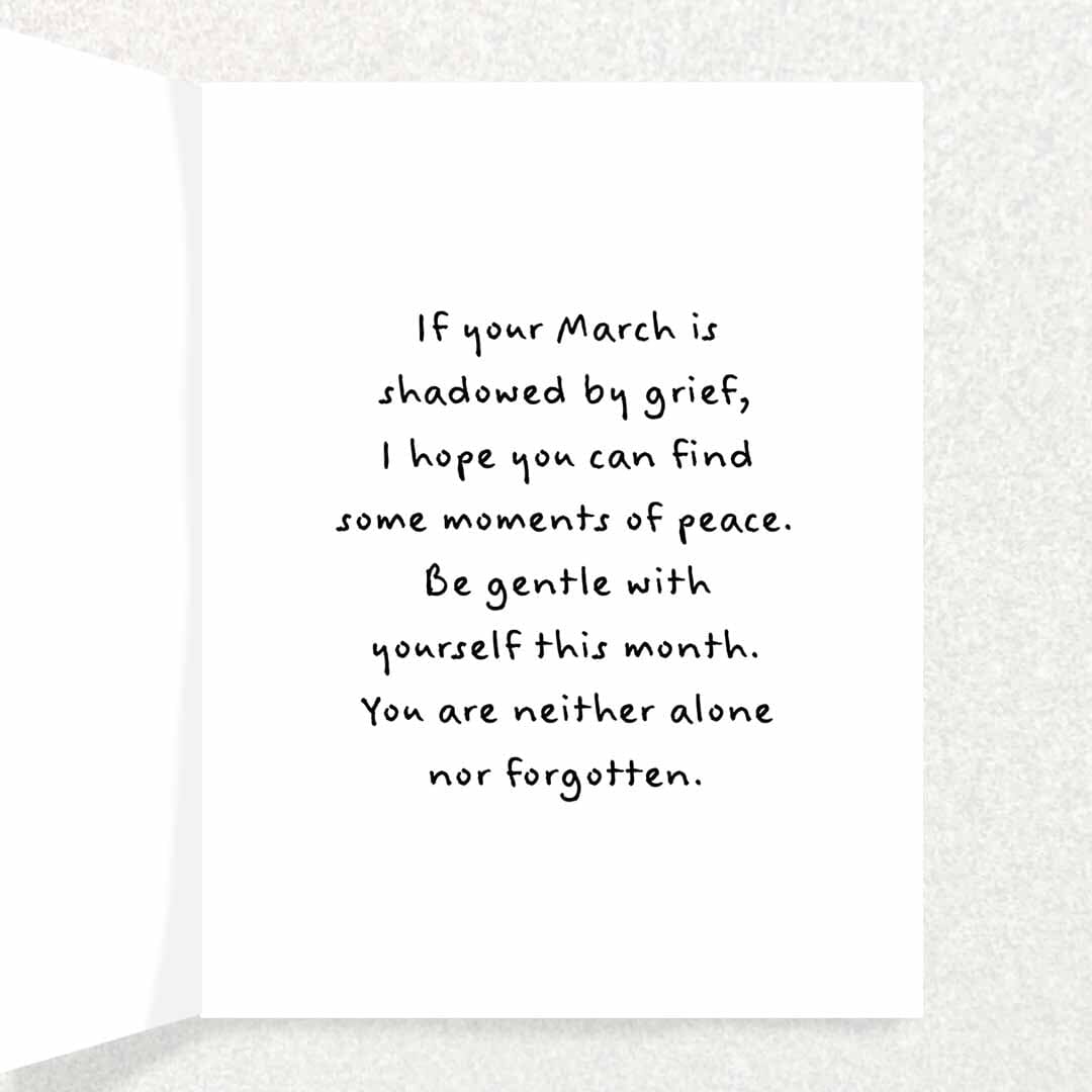 March Anniversary of Loss: Sympathy Card Written Hugs Designs 