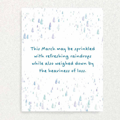 March Anniversary of Loss: Sympathy Card Written Hugs Designs 