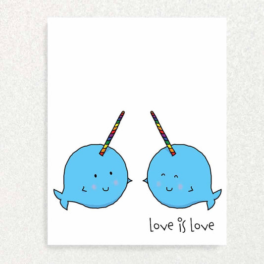 Narwhal Love: Pride Card Blank Inside Written Hugs Designs 