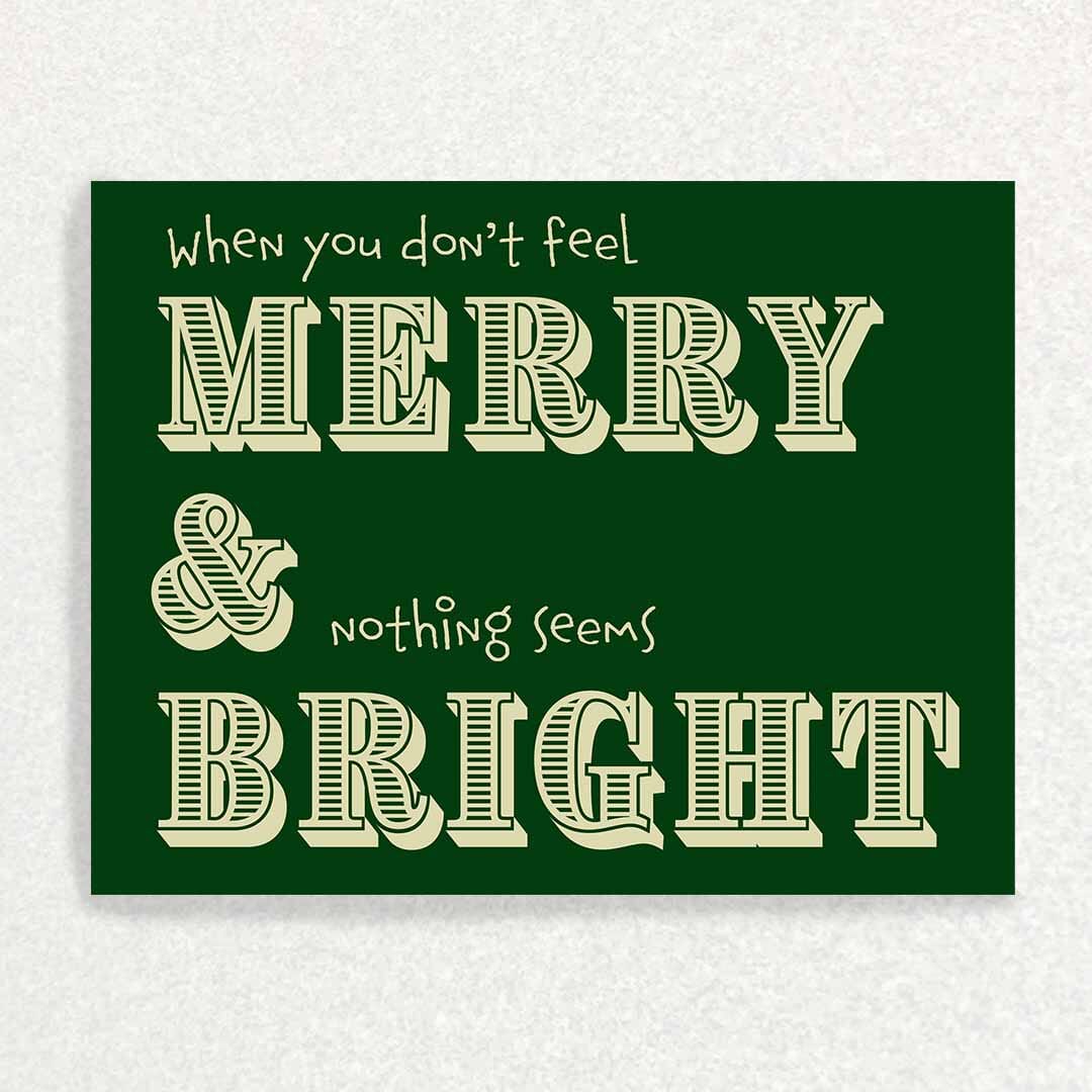 Not Merry Nor Bright: Mental Health Christmas Card Written Hugs Designs 