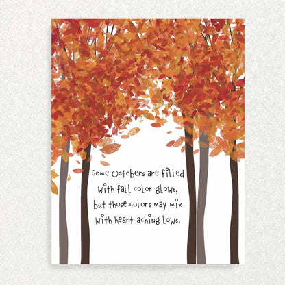 October Grief Anniversary : Grief and Loss Card Written Hugs Designs 