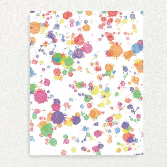 Rainbow Splatter Birthday: Keepsake Interview Prompts Card Written Hugs Designs 