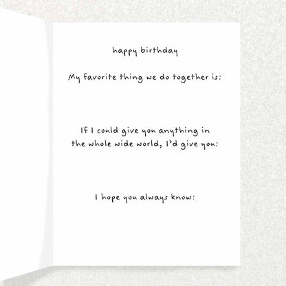 Rainbow Squares Birthday: Keepsake Interview Prompts Card Written Hugs Designs 