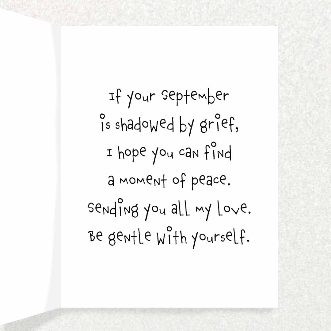 September Grief Anniversary : Grief and Loss Card Written Hugs Designs 