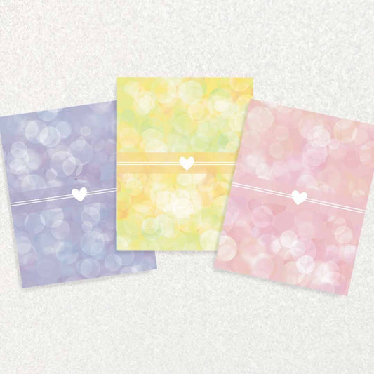 Set of 3 New Baby Keepsake Prompt Cards - Pink, Yellow, & Purple Written Hugs Designs 