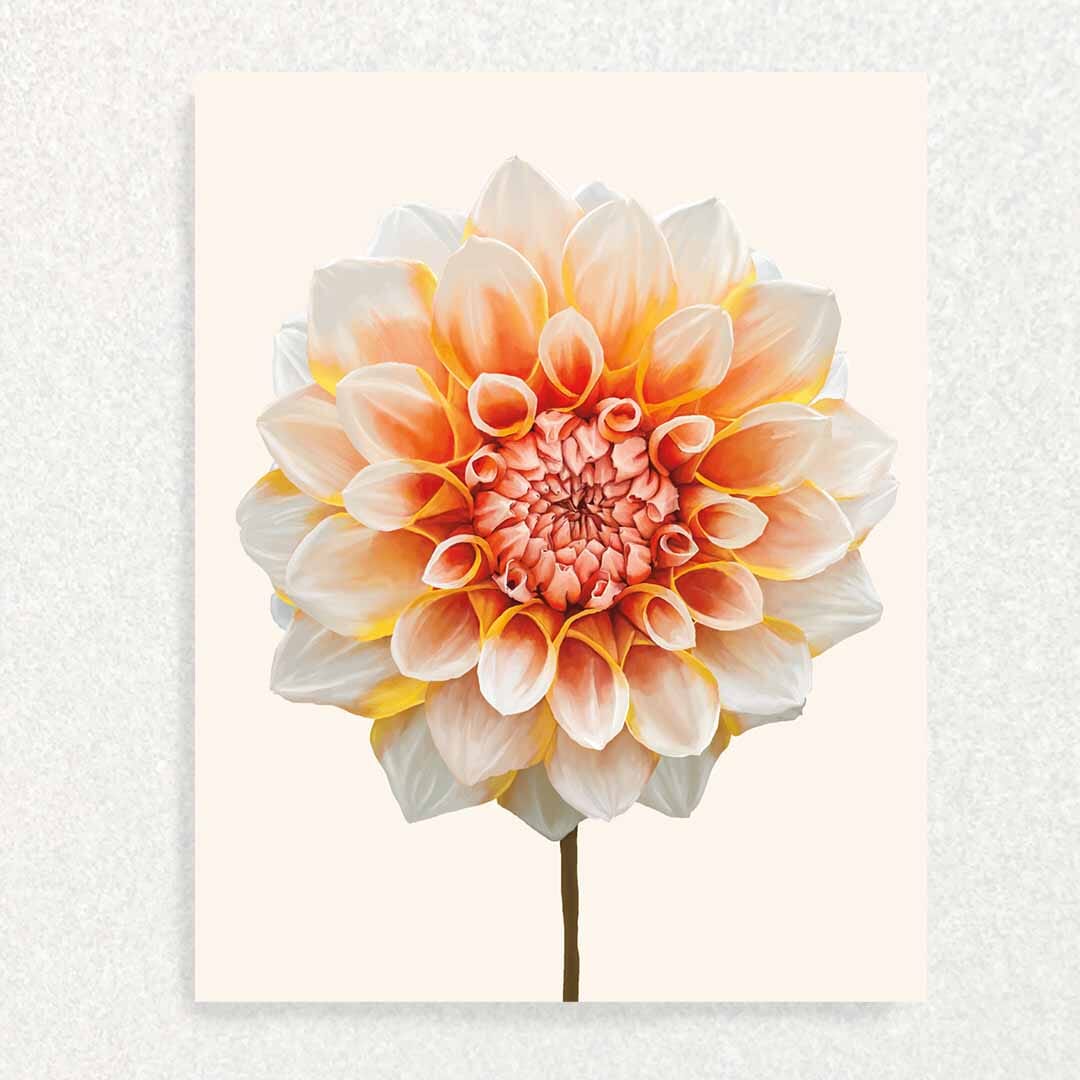 Set of 4 cards Encouragement Cards with Beautiful Painted Dahlia Covers Written Hugs Designs 