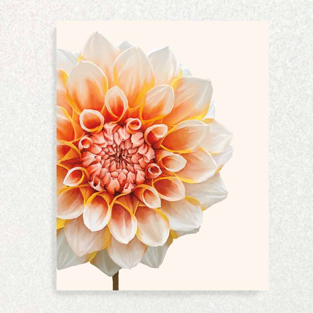 Set of 4 cards Encouragement Cards with Beautiful Painted Dahlia Covers Written Hugs Designs 