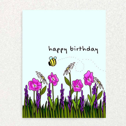 Wildflower Birthday Card: Blank Inside Written Hugs Designs 