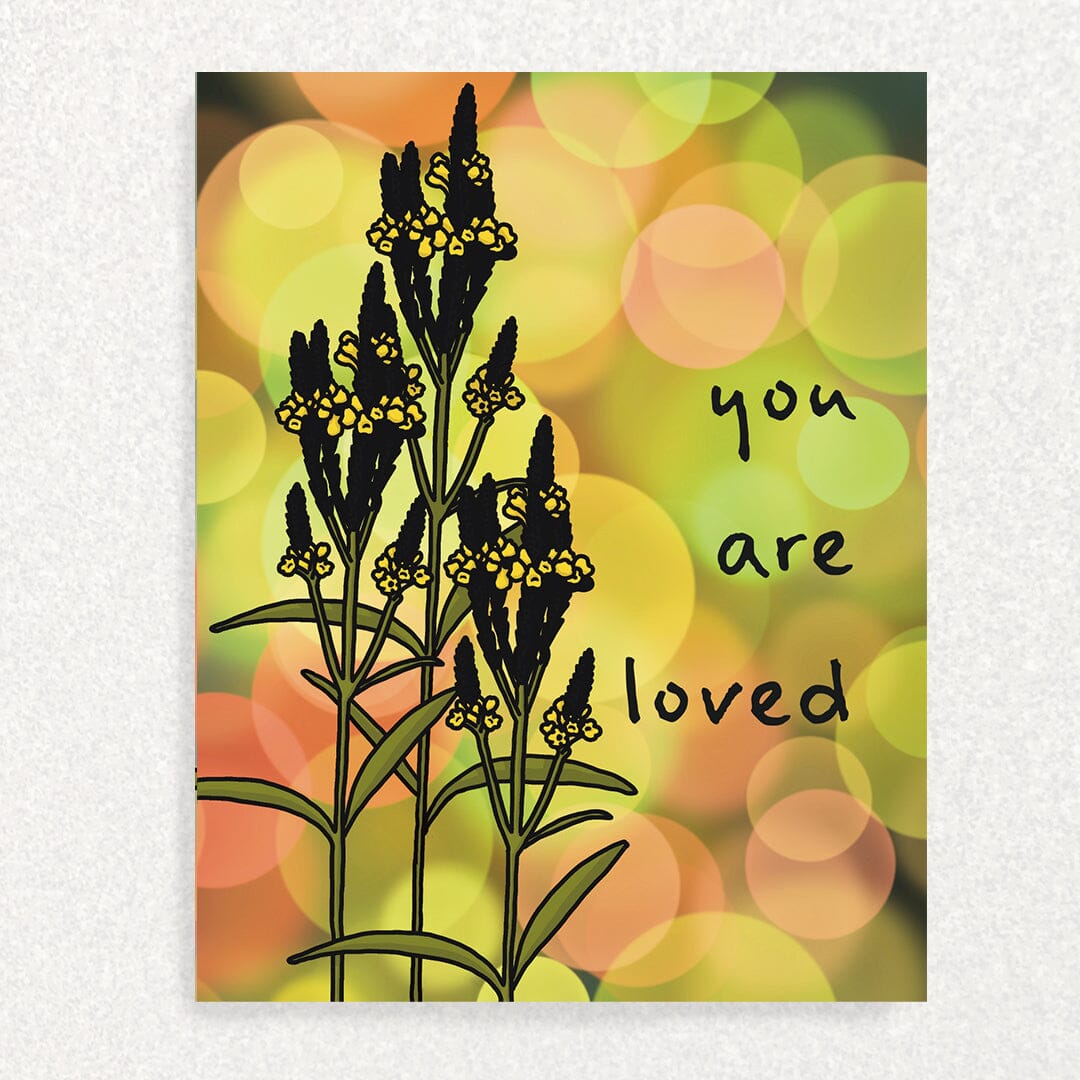 Yellow Flowers You Are Loved: Positive Affirmation Card Promoting Mental Health Written Hugs Designs 
