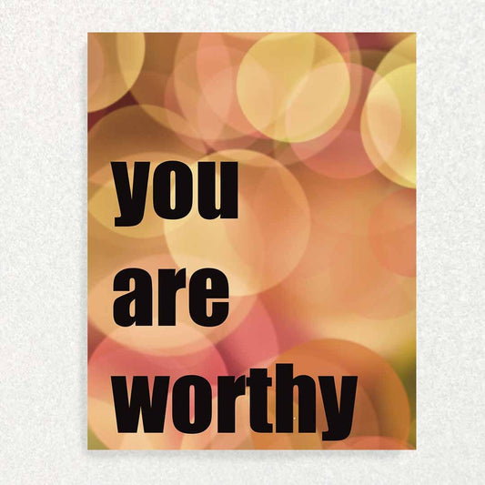 You Are worthy (Fall Colors): Positive Affirmation Card Promoting Mental Health Written Hugs Designs 